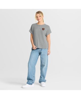 Women's Heather Gray Chicago Bears Oversized&nbsp;Hometown Premium Henley Shirt