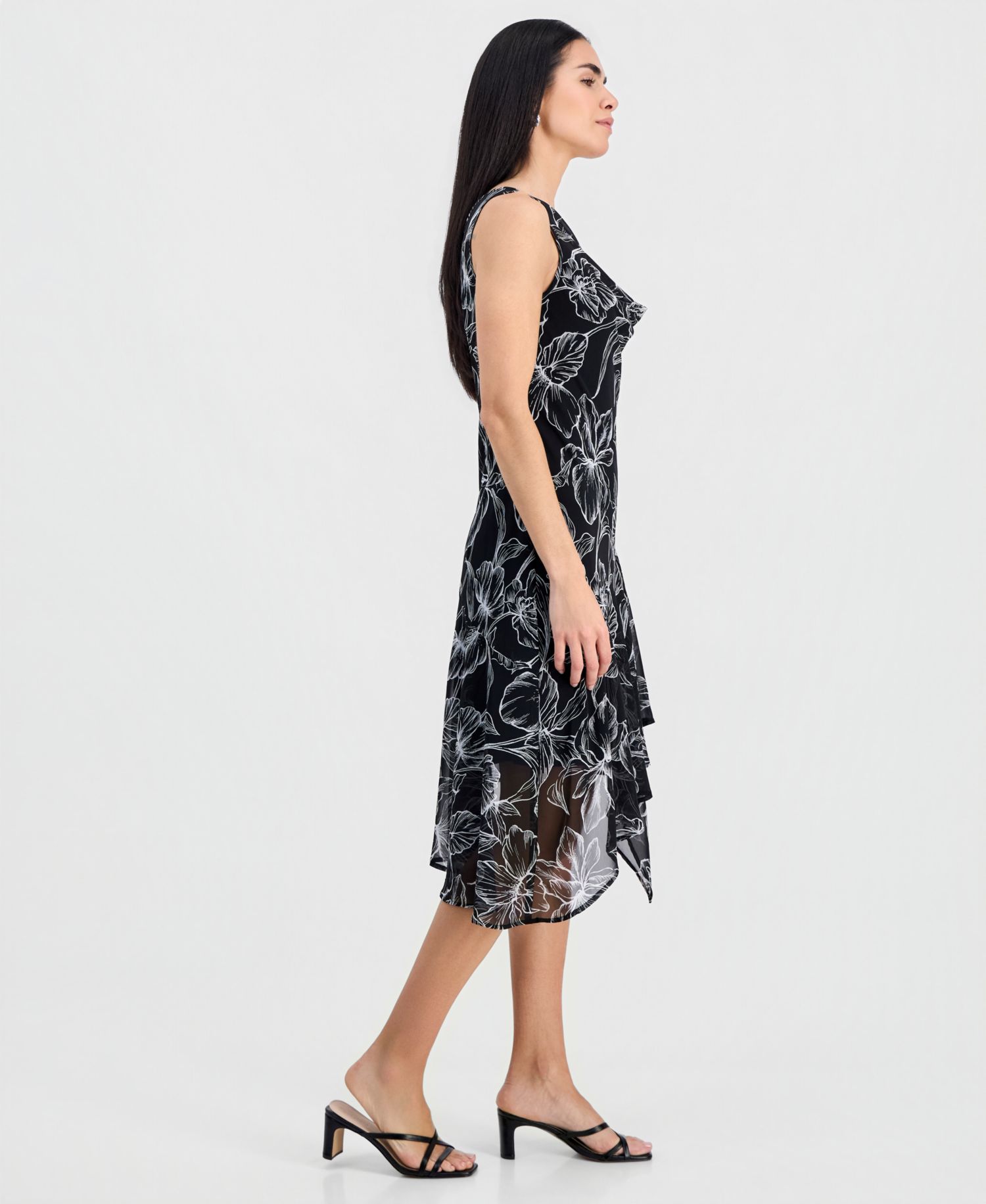 Petite Handkerchief-Hem Midi Dress