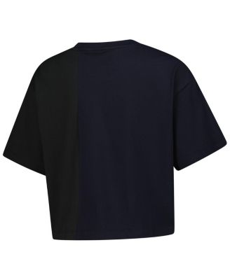 Women's Black New York Yankees Color Blocked Boxy Cropped T-Shirt