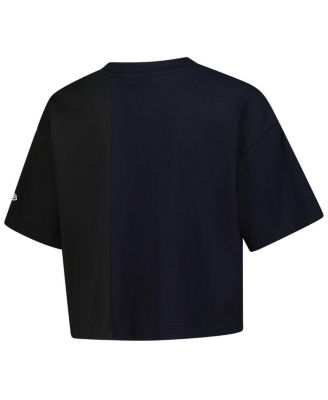 Women's Navy Atlanta Braves Color Blocked Boxy Cropped T-Shirt