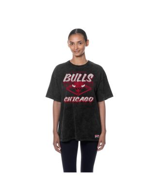 Women's Black Chicago Bulls Throwback Mineral Wash Oversized T-Shirt