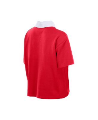 Women's Scarlet San Francisco 49ers Throwback Boxy Cropped Polo Shirt