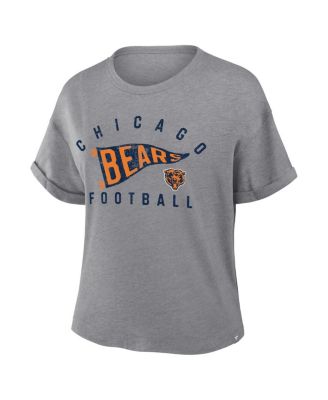 Women's Heather Gray Chicago Bears Pennant Wave Tribute Tri-Blend Boxy T-Shirt