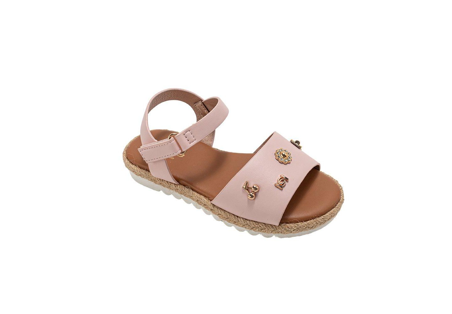 Сандалии Bebe Fashion Sandals - Dressy Shoes with Playful Charm Details для девочек, цвет: Пудровый — фото 1