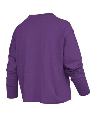 Women's Purple LSU Tigers Motley Boxy Waist-Length Long Sleeve T-Shirt