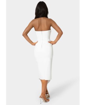 Women's Strapless Cascade Midi Dress