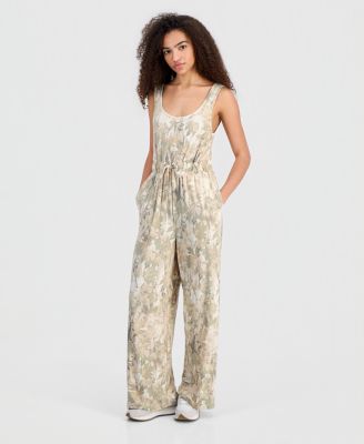 Juniors' Sleeveless Wide-Leg Jumpsuit