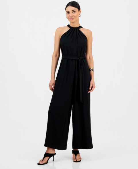 Женские I.N.C. International Concepts Petite Sleeveless Halter Tie-Waist Jumpsuit
