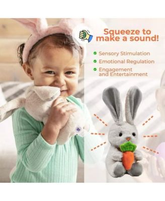 Plush Bunny Holding Carrot & Unicorn Hatching Eggs