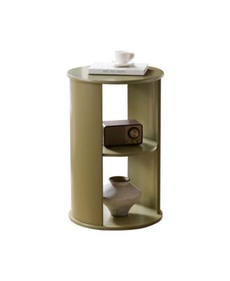 Round Side Table with Storage, 3-Tier Small Accent End Table for Living Room, Bedroom, Bedside, Office, Space-Saving Nightstand