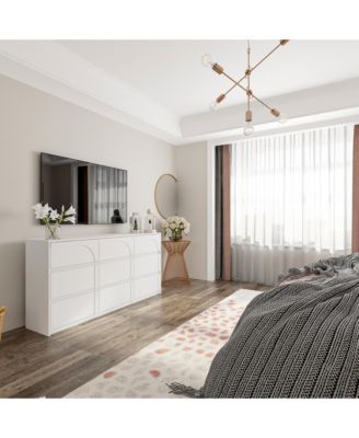 63" 9-Drawer Wooden Dresser with Elegant Design – Bedroom Storage Chest