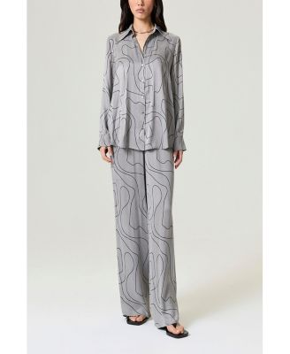 Women's Flowy Wide-Leg Tailored Pants