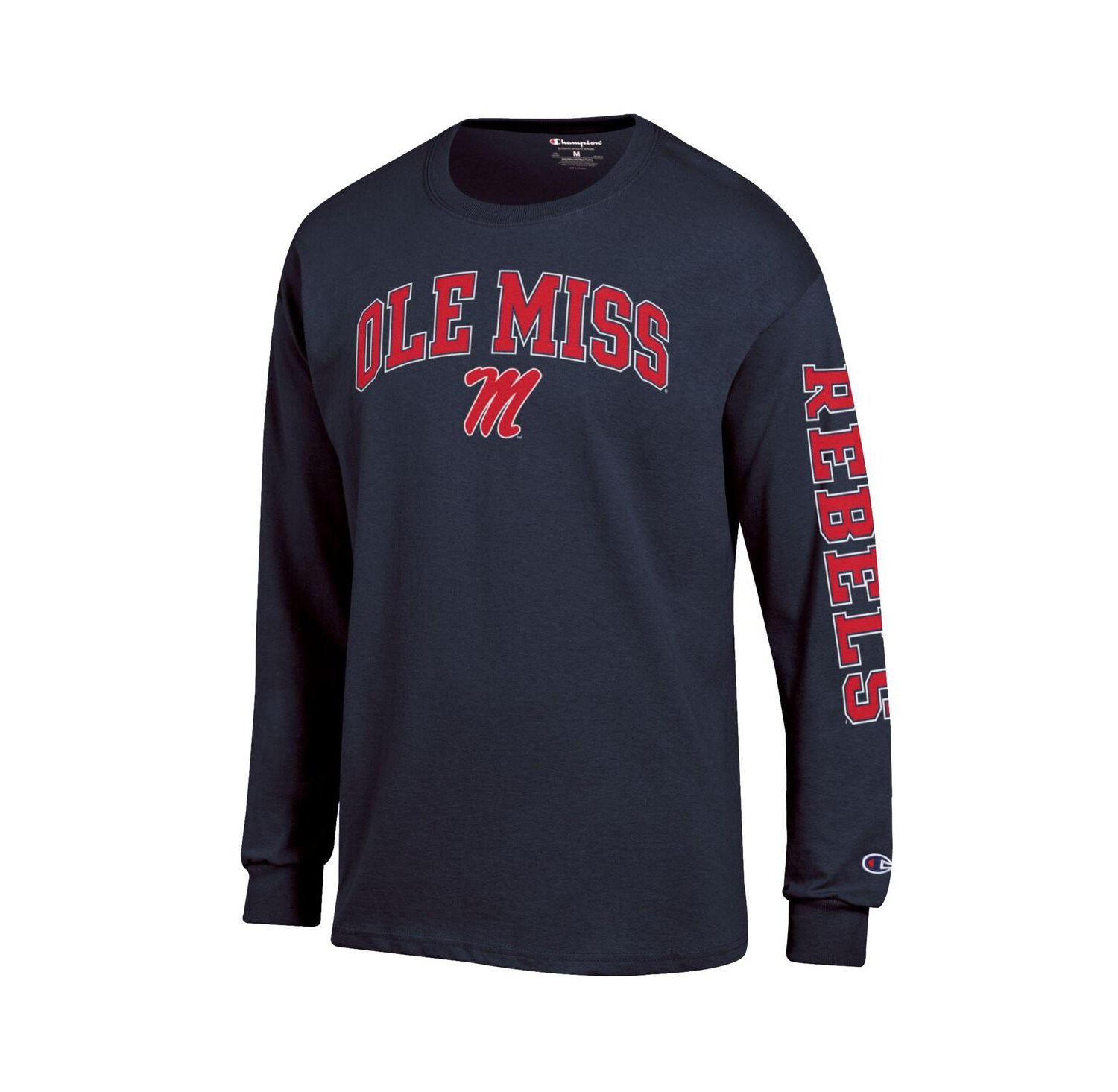 Men's Heather Gray Ole Miss Rebels Arch Over Logo 2-Hit Long Sleeve T-Shirt