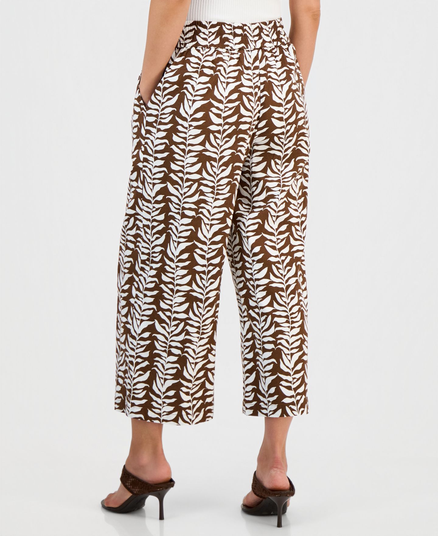 Женские брюки I.N.C. International Concepts Petite Printed Linen High-Rise Wide-Leg, цвет: Lina Palms — фото 5