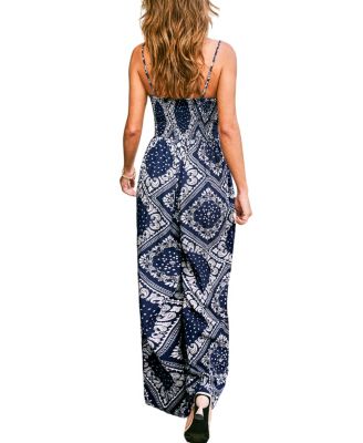 Women's V-Neck Zipper Closure Unlined Jumpsuit