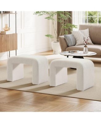 Foot Rest for Couch, Modern Faux Sherpa Ottoman Foot Stool