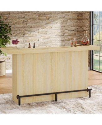 4-Tier Bar Table, 70.9-Inch Large Wooden Home Bar Unit with Wine Glass Holder
