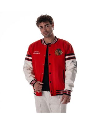 Men's and Women's Red Chicago Blackhawks Drop Shoulder Full-Snap Varsity Jacket