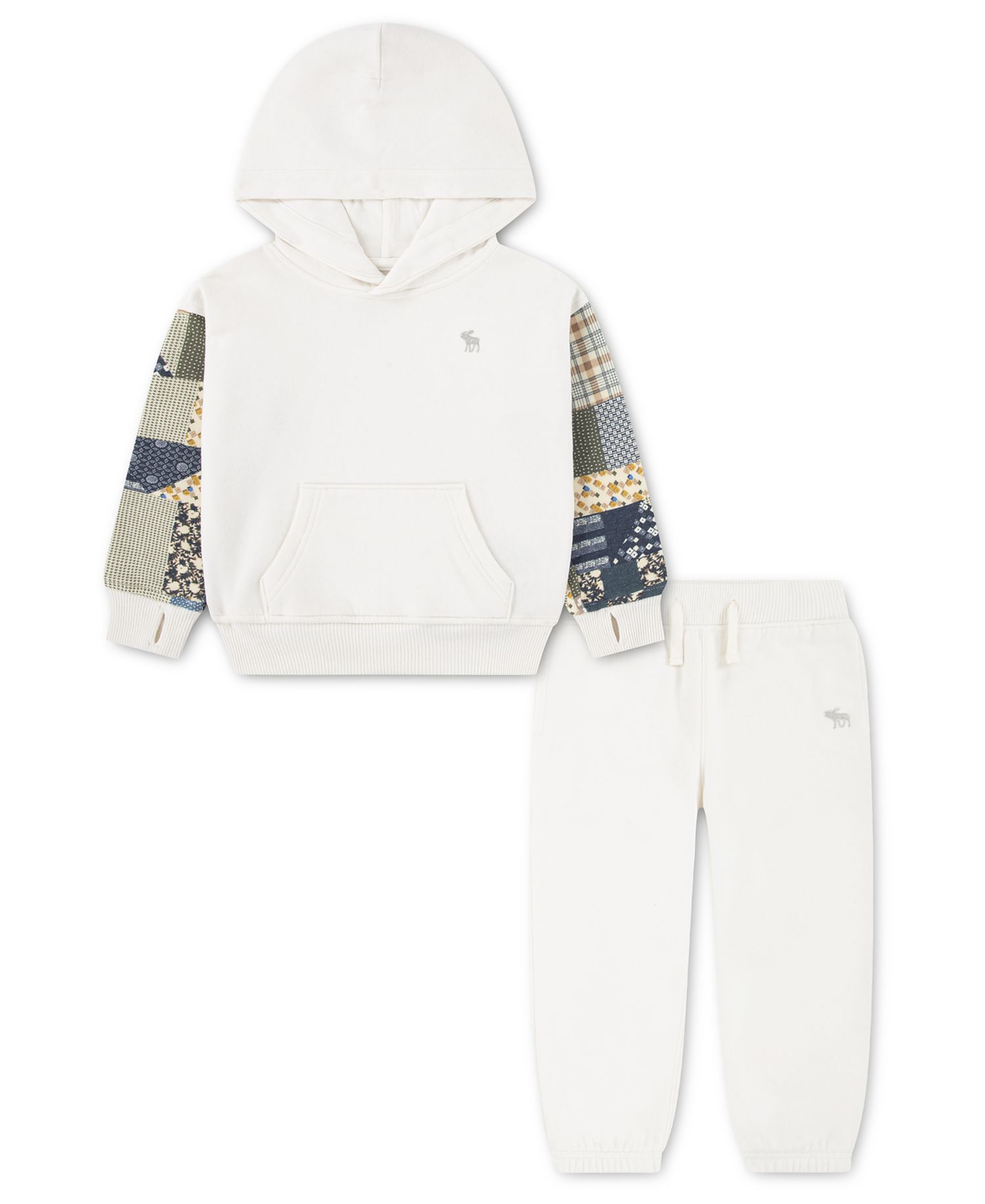 abercrombie Boys' 2T-5T Essentials Patchwork Hoodie and Pants, 2-Piece Set