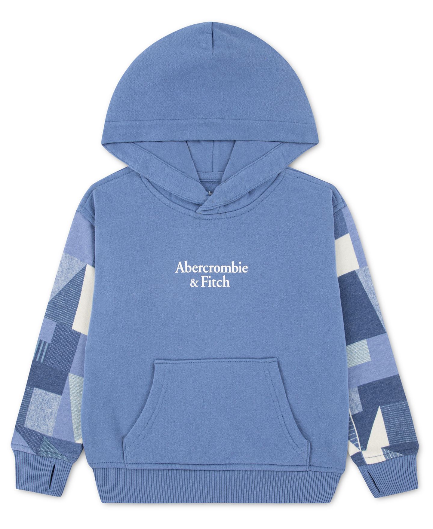 Худи abercrombie kids Essentials Patchwork Pullover для мальчиков-малышей, цвет: Синий — фото 1