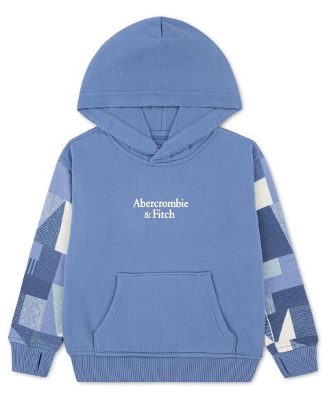 Худи abercrombie kids Essentials Patchwork Pullover для мальчиков-малышей, цвет: Синий