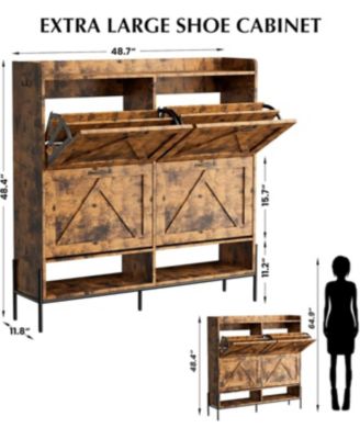 Shoe Cabinet Shoe Storage Cabinet with 4 Flip Drawers Large Capacity Entryway Shoe Storage with Metal Legs Narrow Shoe Cabinet Storage