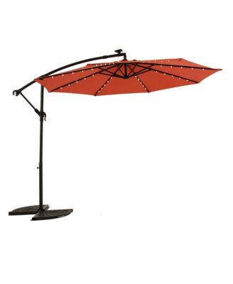 10ft Solar LED Offset Hanging Umbrella Market Patio Umbrella