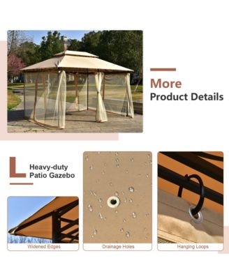 2-Tier 10'x13' Steel Gazebo Canopy Tent Shelter Patio Garden Outdoor Netting