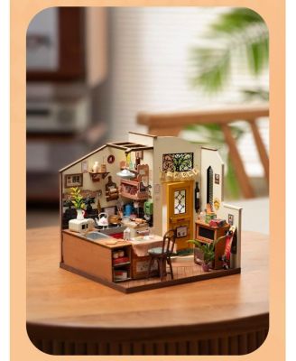 Miniature House Kit, DIY Miniature Dollhouse Kit for Adults,Model Kits for Adults to Build with LED, Birthday for Adult Homey Kitchen