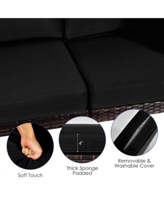 6PCS Rattan Outdoor Sectional Sofa Set Patio Furniture Set w/ Cushions