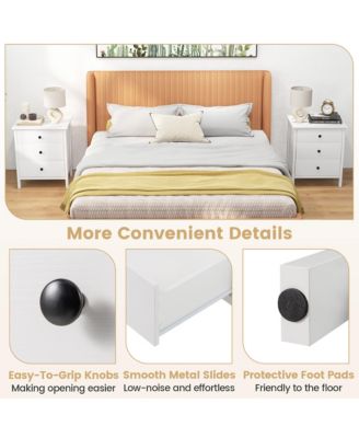 3-Drawer Nightstand Wooden Bedside Table Modern Side End Table Space-Saving