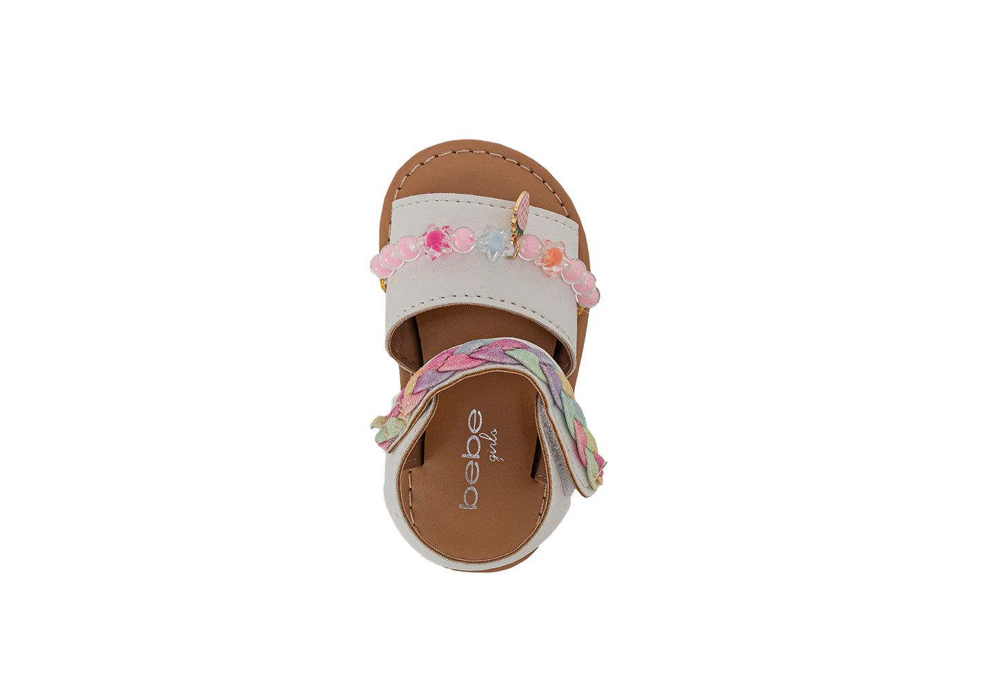Сандалии Bebe Fashion Sandals - Dressy Shoes with Glitter Braid and Bracelet Accent для девочек-малышей, цвет: Белый — фото 5