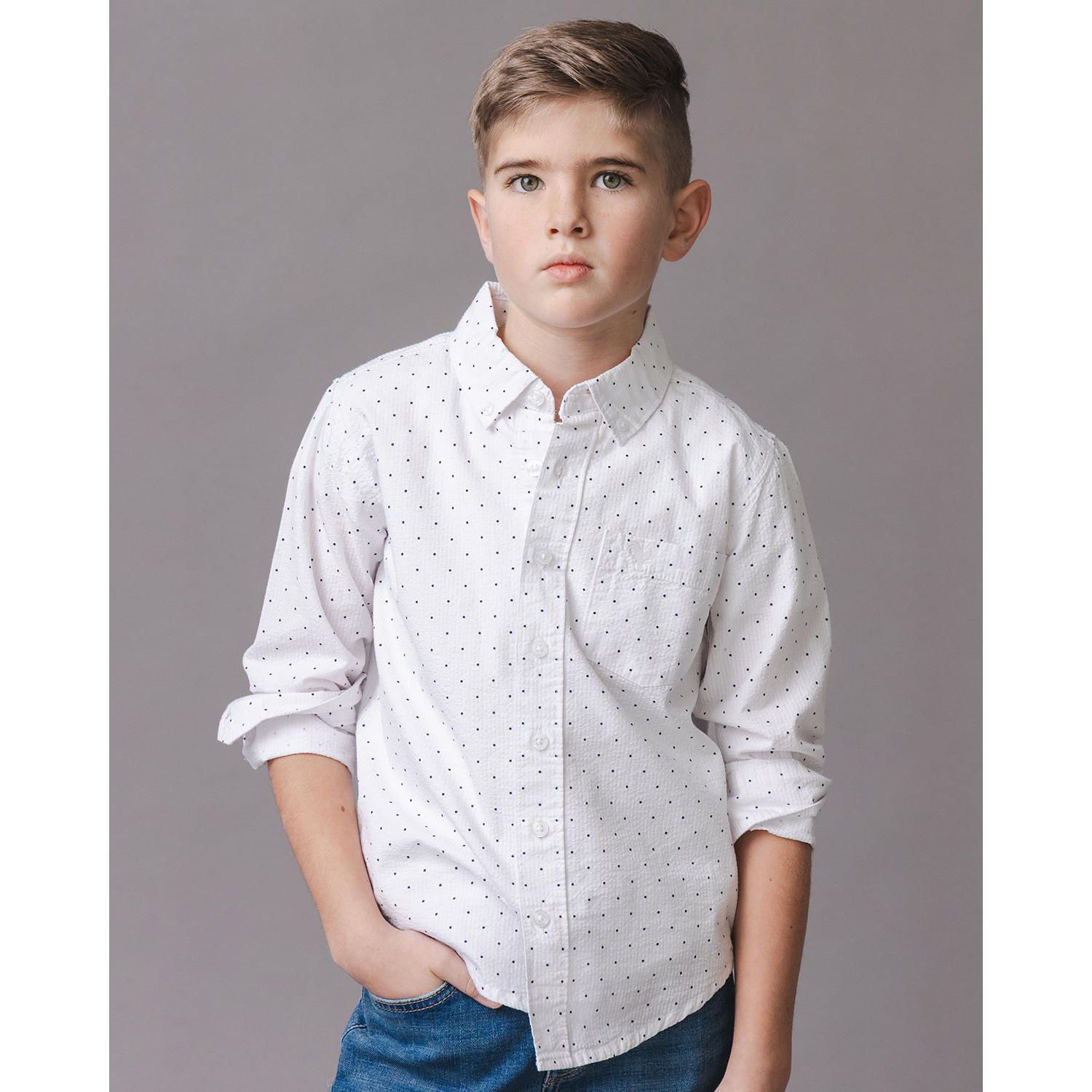 Boys Hope and Henry Organic Long Sleeve Seersucker Shirt