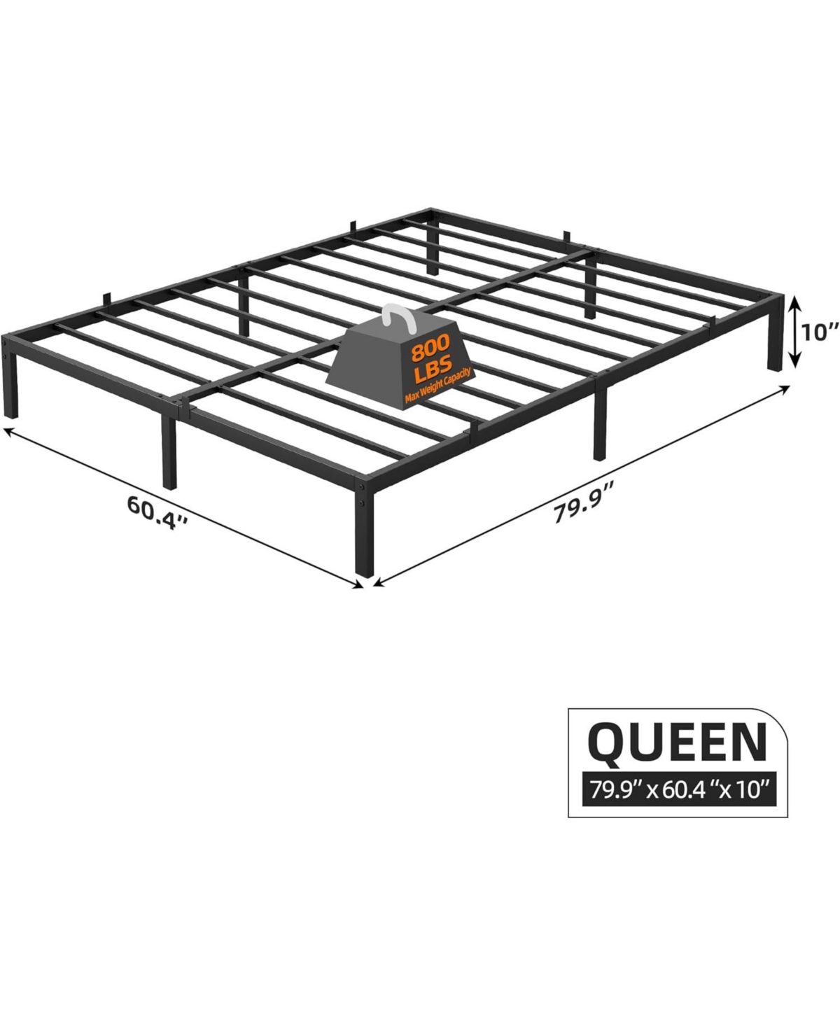 gaomon 10" Bed Frame No Box Spring Needed, Heavy Duty Platform Metal Bed Frame with Metal Slats and Under Bed Storage, Easy Assembly