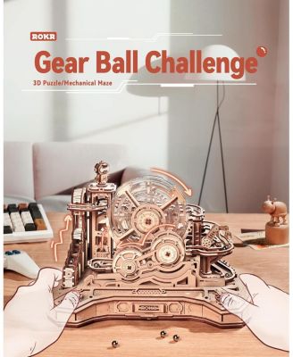 3D Wooden Puzzle for Adult, Wooden Marble Run Set, Model Building Kits, DIY Gear Ball Challenge