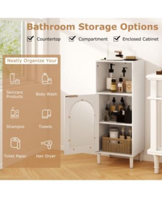 Wood Bathroom Side Storage Cabinet with Adjustable Shelf