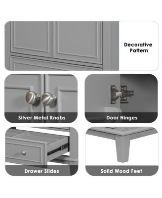 30" Bathroom Vanity with Ceramic Sink, Solid Wood Frame, Multi-Functional Cabinet & Drawer Storage for Modern Bathrooms