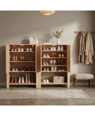 Farmhouse Shoe Cabinet with Storage 5-Tier Shoe Cabinet with Storage Shelves and Doors Tall Shoe Rack Organizer for Entryway Living Room Closet