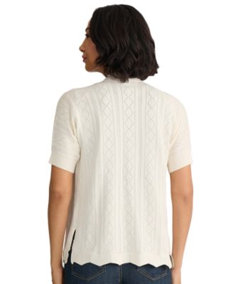 Petite Open Stitch Short-Sleeve Cardigan
