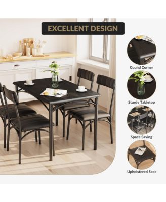 Dining Table Set for 4 - Kitchen Table and Chairs for Small Space Apartment Studio, Wooden Rectangular Kitchen Table Set