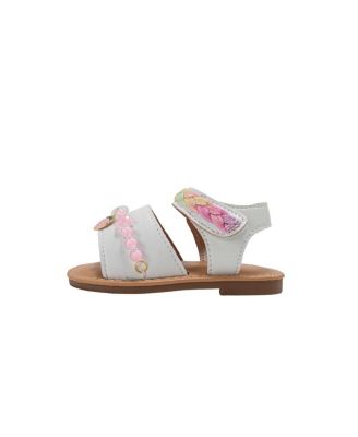 Little Girls Girl's  Fashion Sandals – Dressy Shoes with Glitter Braid and Bracelet Accent