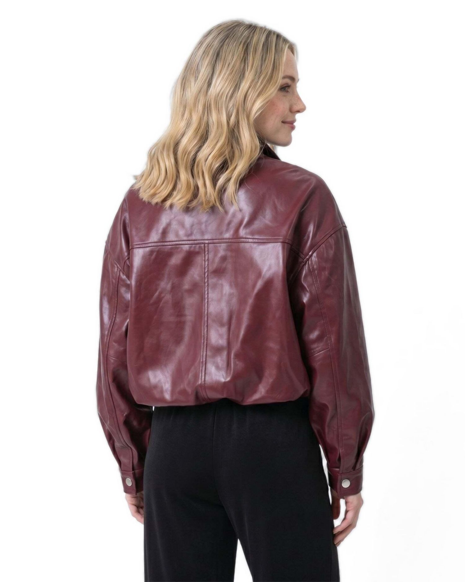 Women's Arden Funnel Neck Leather Jacket