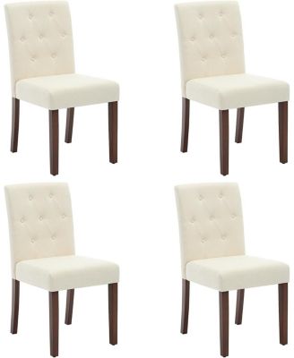 Parsons Button Tufted Dining Chairs Set of 4, Upholstered Fabric Chairs with Wood Legs
