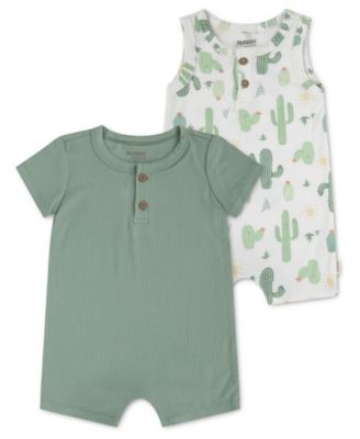 Huggies Baby Boys' Henley Neck Romper, 2-Pack - Jade stone
