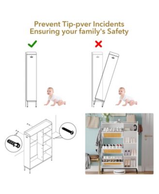  3-Drawer  Rattan Adjustable Shelves, Freestanding  Shoe Storage Cabinet