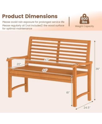 Outdoor Teak Wood Garden Bench with Slatted Back and Seat