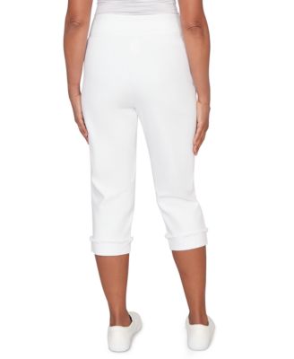 Petite Port Side Imitation Pearl Denim Capri Jeans