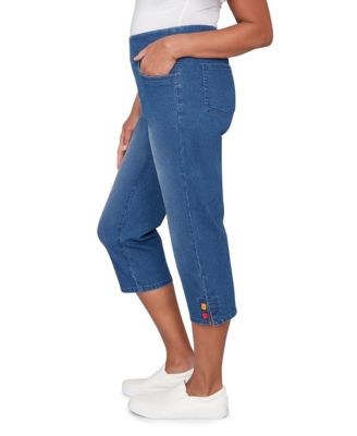 Petite Port Side Colored Button Denim Capri Jeans