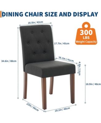 Parsons Button Tufted Dining Chairs Set of 6, Upholstered Fabric Chairs with Wood Legs