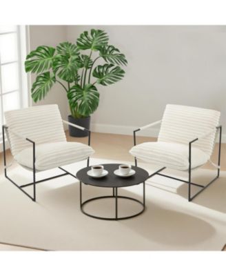 Sling Accent Chair with Metal Frame and Foam Cushion